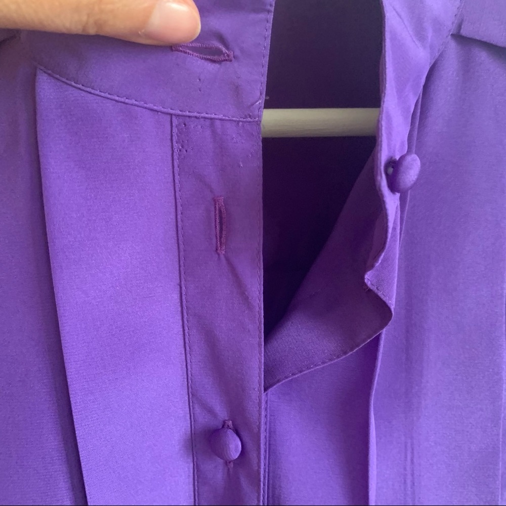 VINTAGE Purple Blouse Shirt Polyester Size M - Picture 10 of 12